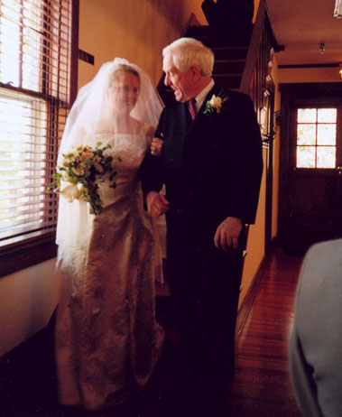 The future Mrs. Bonnie Lybrook and her father, Mr. Bob Burge - Chautauqua Community House, October 18, 2001.
